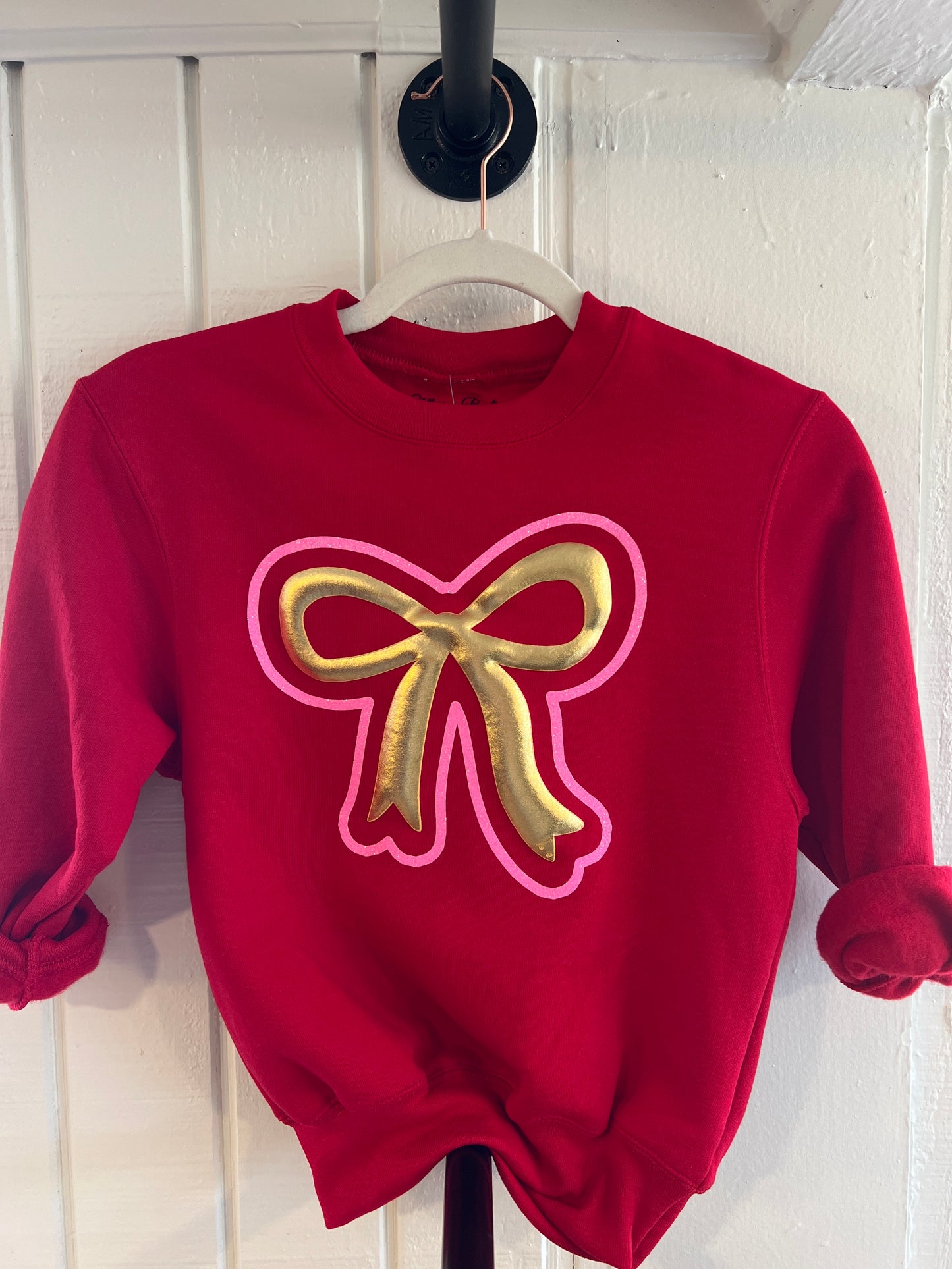 Youth Pink Bow Sweatshirt