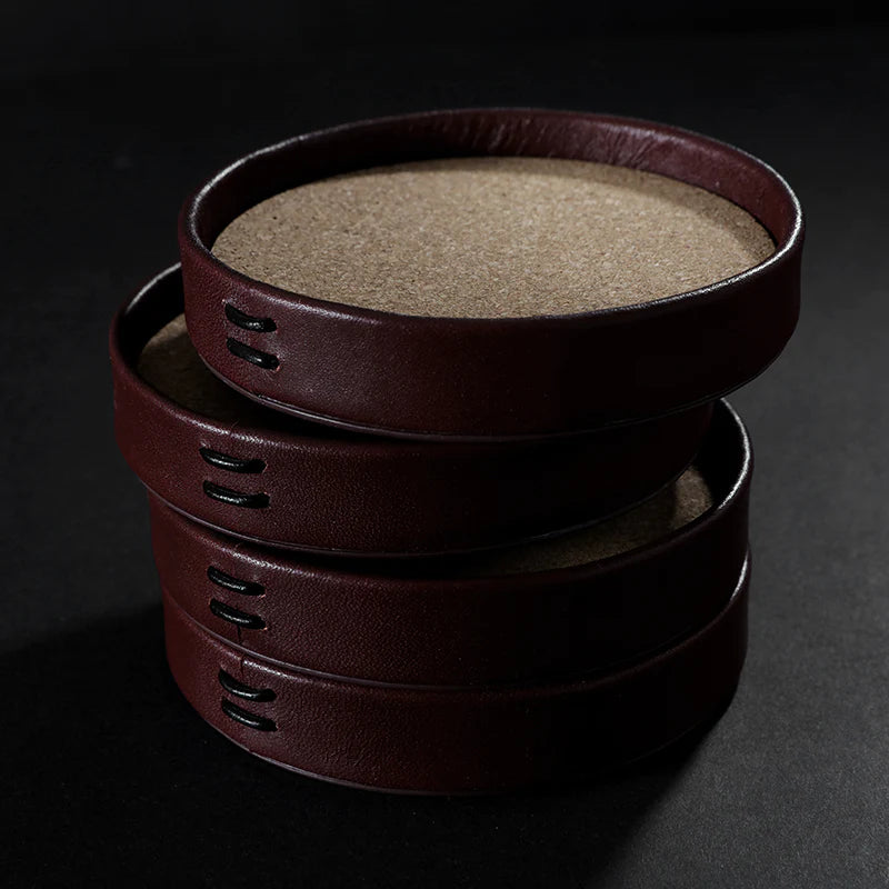 Whiskey Leather Coasters (set of 4)
