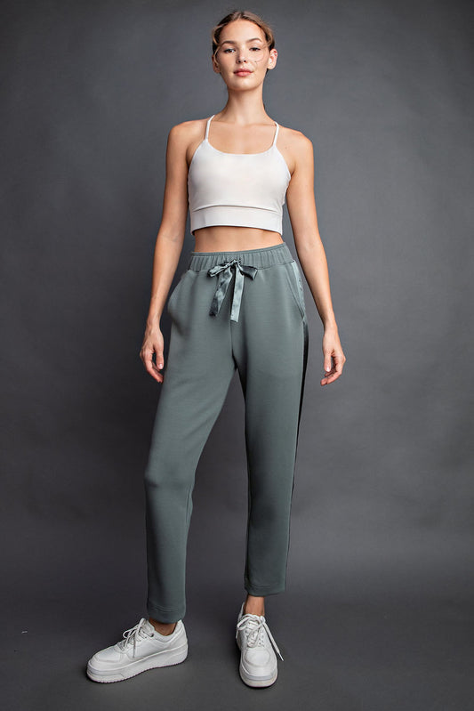 Modal Poly Span Straight Leg Joggers w/ satin detail