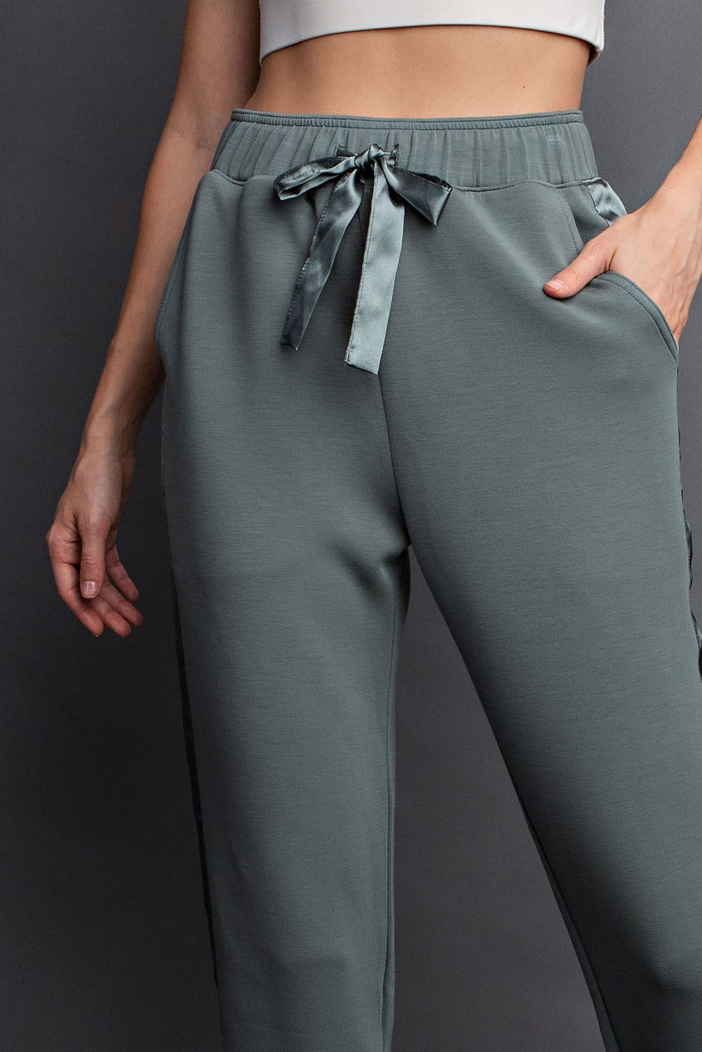 Modal Poly Span Straight Leg Joggers w/ satin detail