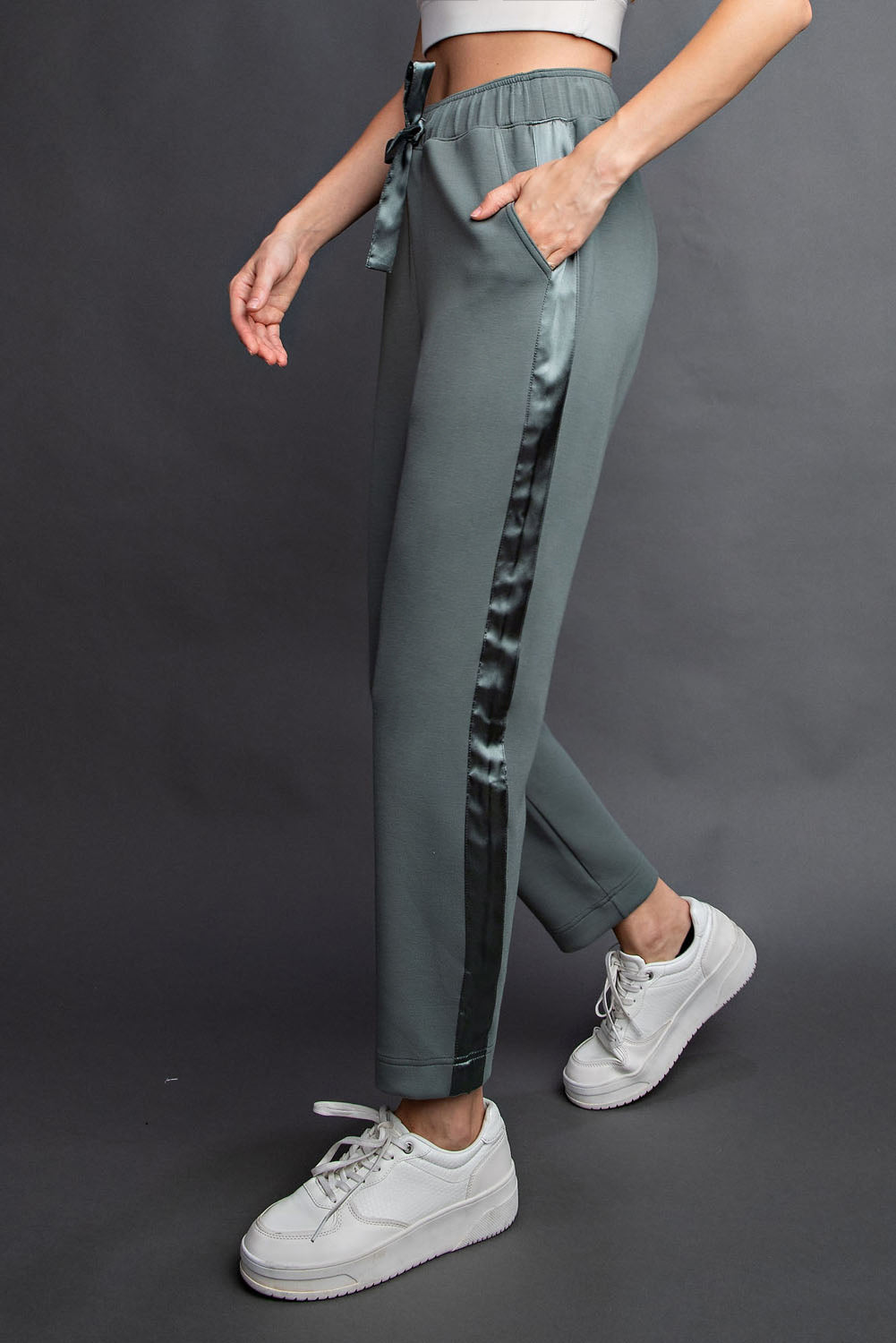 Modal Poly Span Straight Leg Joggers w/ satin detail