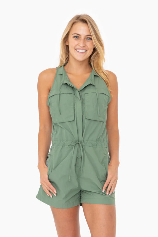 Sleeveless Cargo Romper