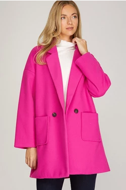 OVERSIZED DOUBLE BUTTON HALF LENGTH COAT