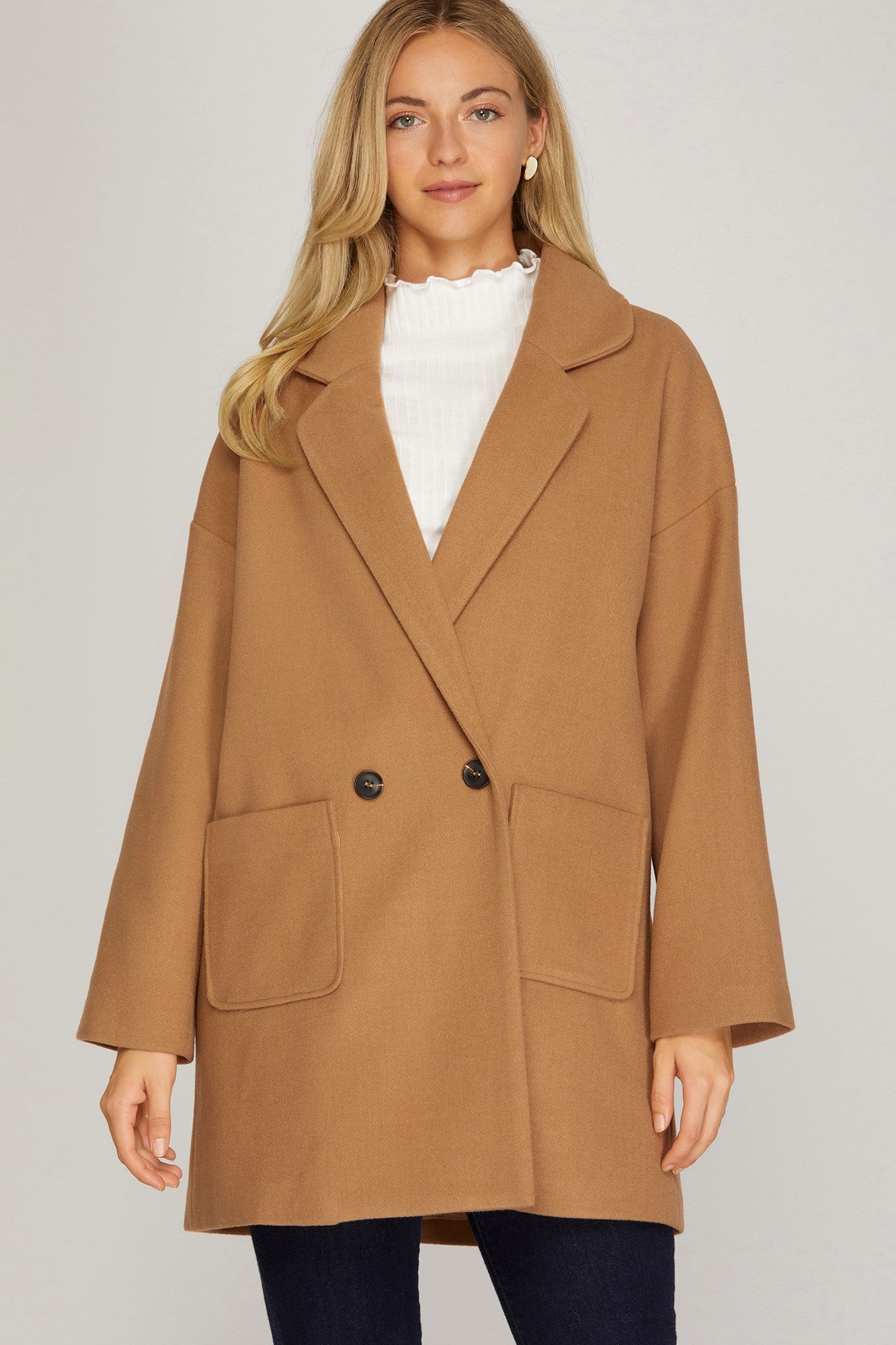 OVERSIZED DOUBLE BUTTON HALF LENGTH COAT