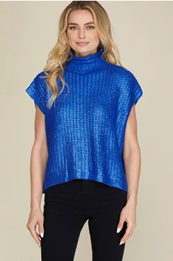 METALLIC FOIL SWEATER TOP