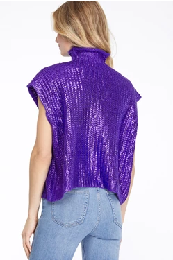 METALLIC FOIL SWEATER TOP