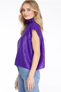 METALLIC FOIL SWEATER TOP