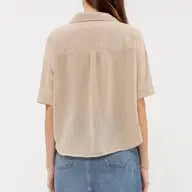 Gauze Short Sleeve Button Down Shirt