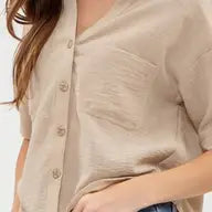 Gauze Short Sleeve Button Down Shirt