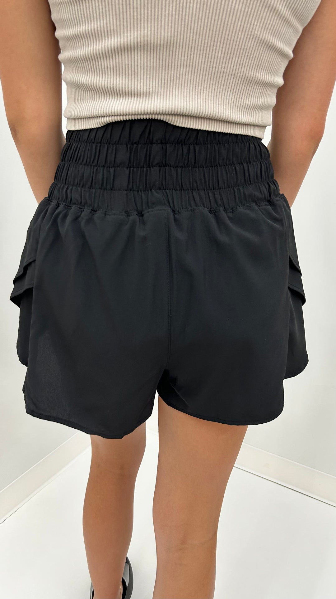 Elasticized Highwaist Short with Ruffle Detail