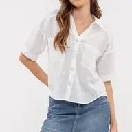 Gauze Short Sleeve Button Down Shirt