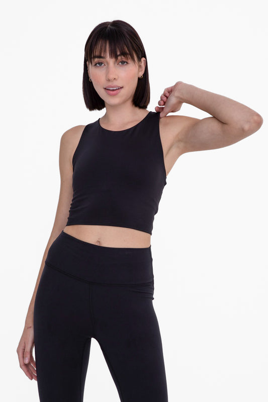 Strap Back Cropped Top with Built-In Sports Bra