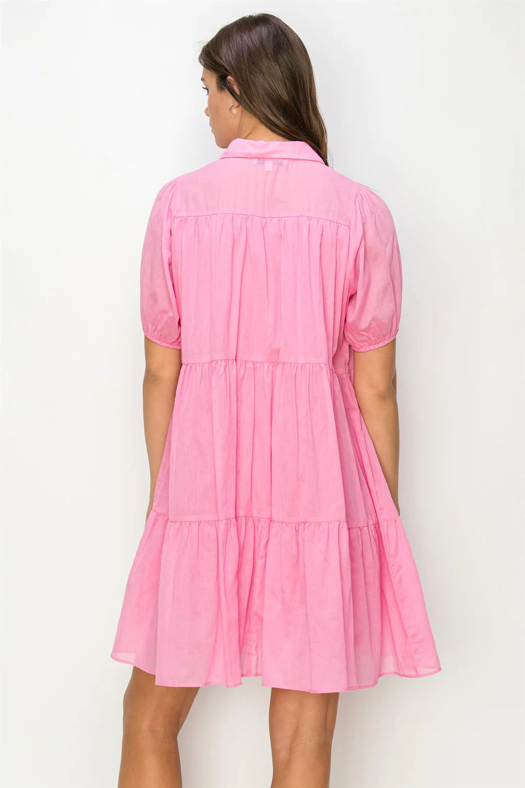 COTTON VOILE TIERED SHIRT DRESS