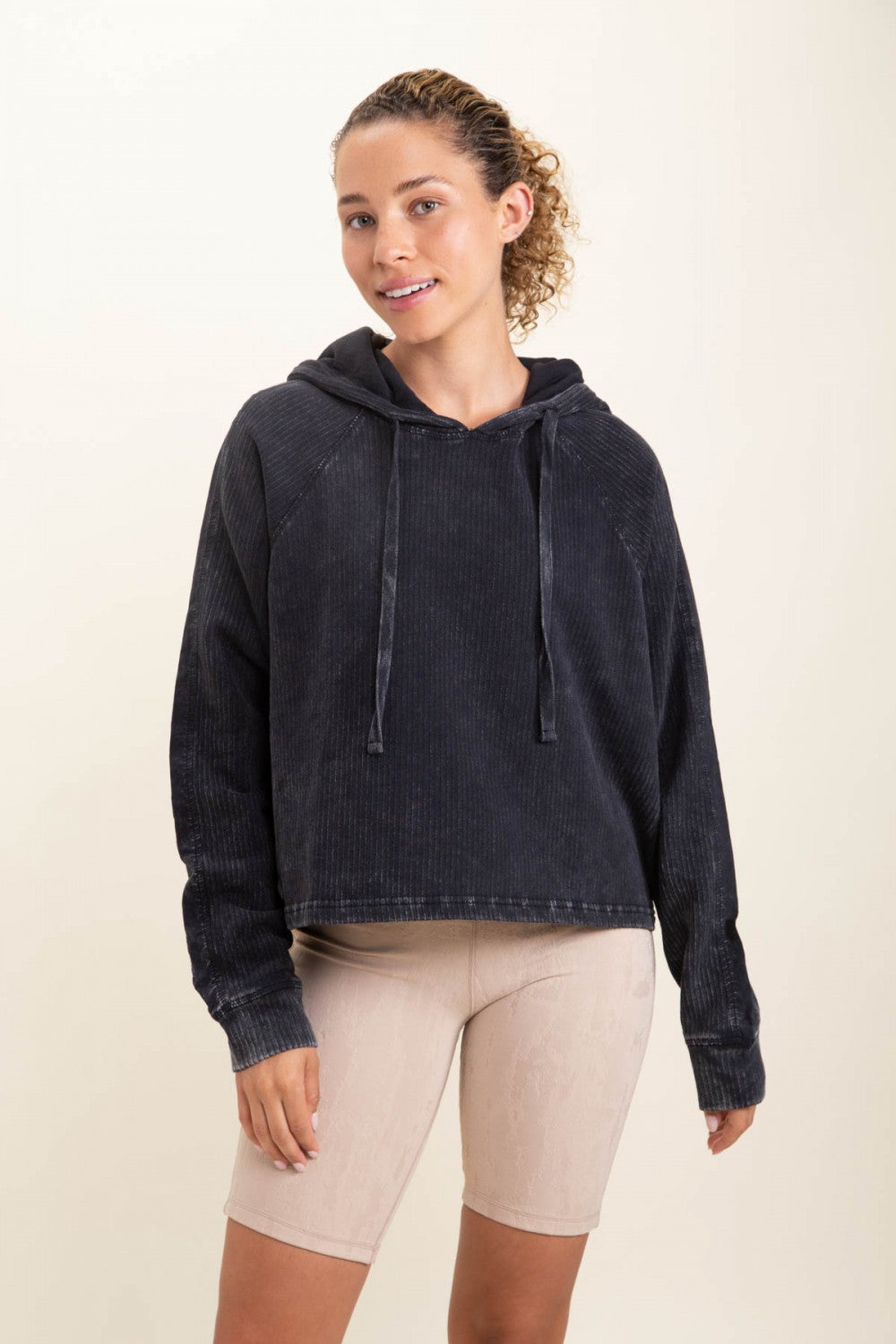 Mineral Wash Waffle Knit Hoodie