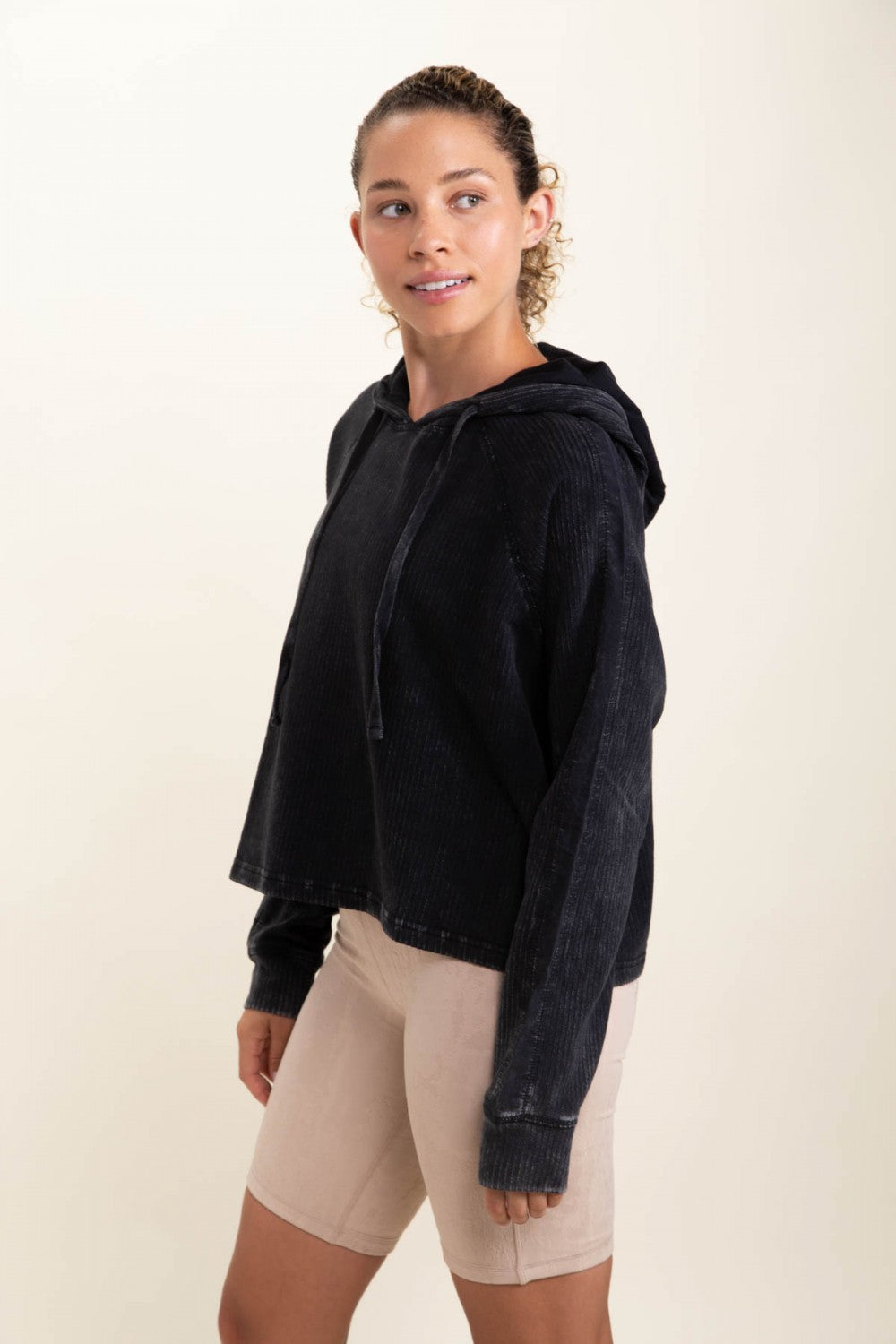 Mineral Wash Waffle Knit Hoodie