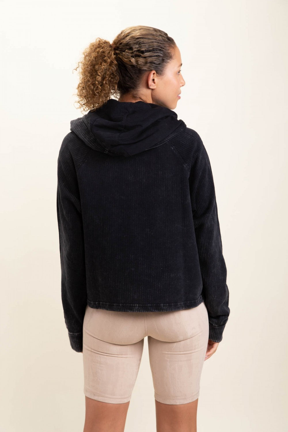 Mineral Wash Waffle Knit Hoodie