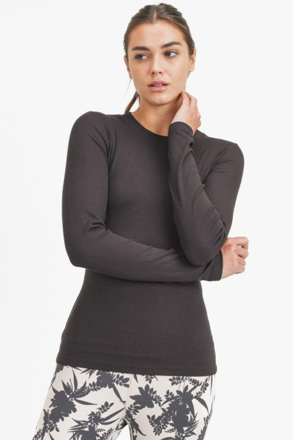 Essential Long Sleeve Micro Ribbed Athleisure Top