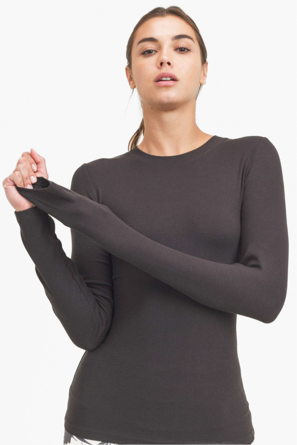 Essential Long Sleeve Micro Ribbed Athleisure Top