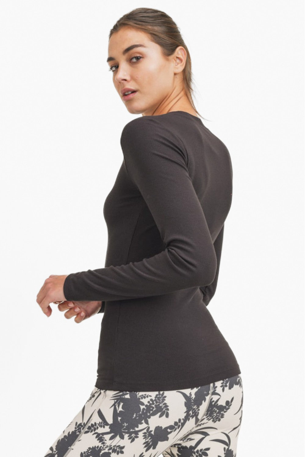 Essential Long Sleeve Micro Ribbed Athleisure Top