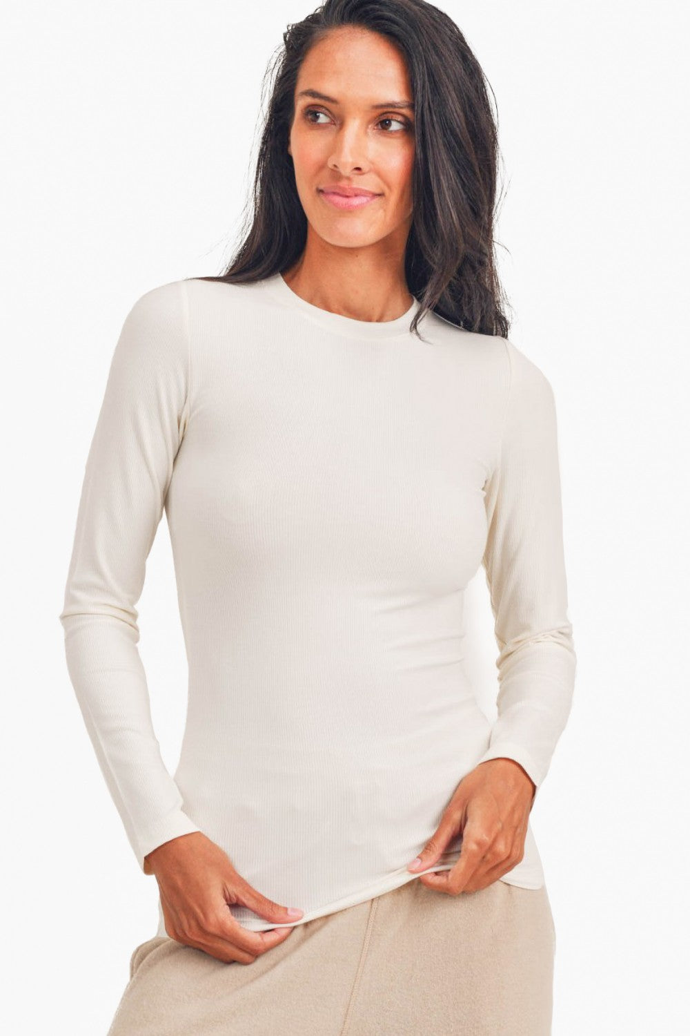 Essential Long Sleeve Micro Ribbed Athleisure Top