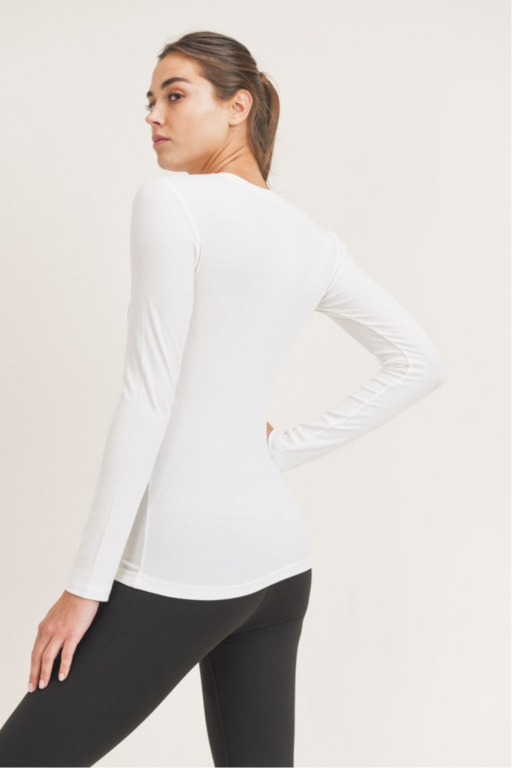 Essential Long Sleeve Micro Ribbed Athleisure Top