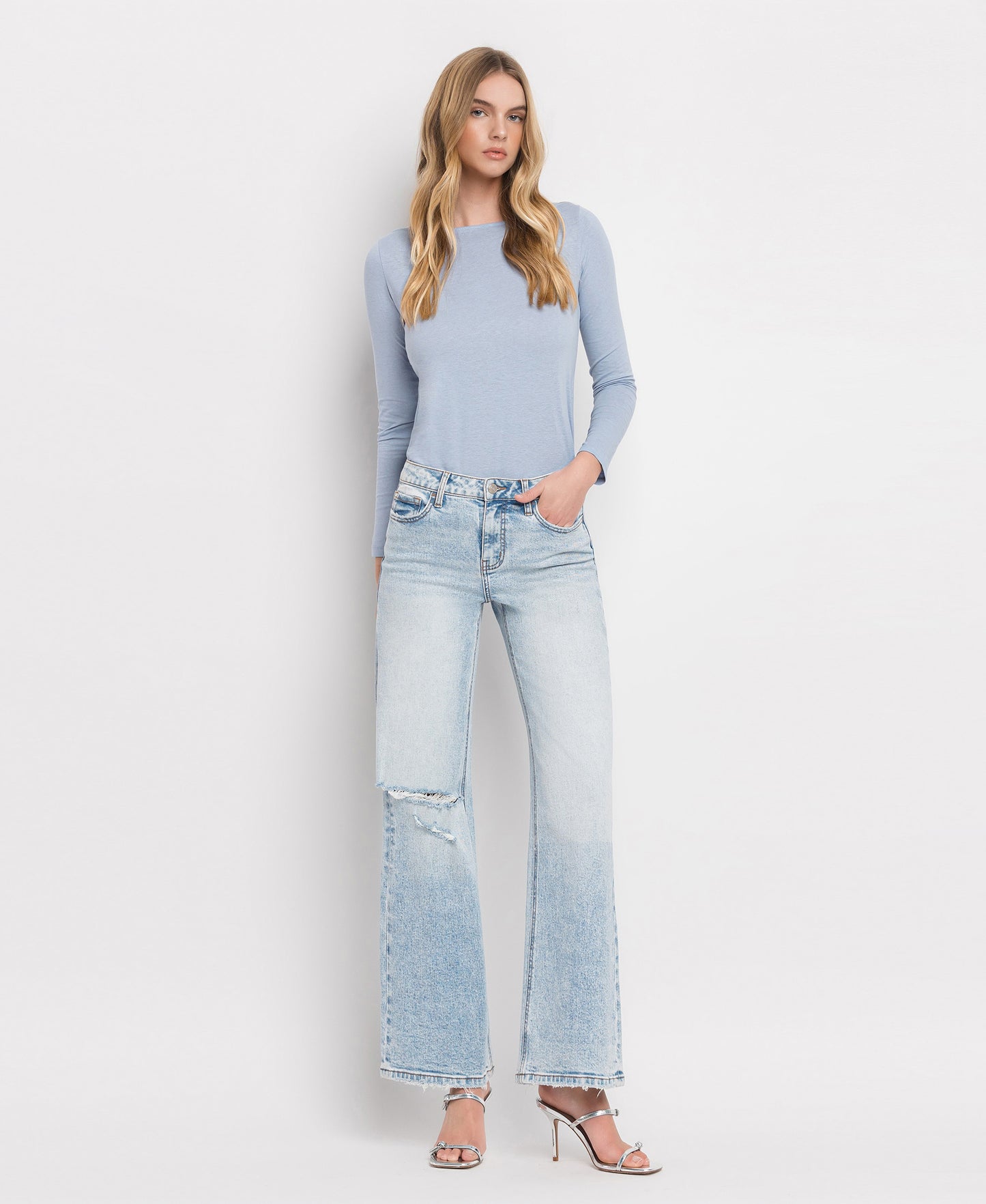 TUMMY CONTROL SUPER HIGH RISE WIDE LEG JEANS