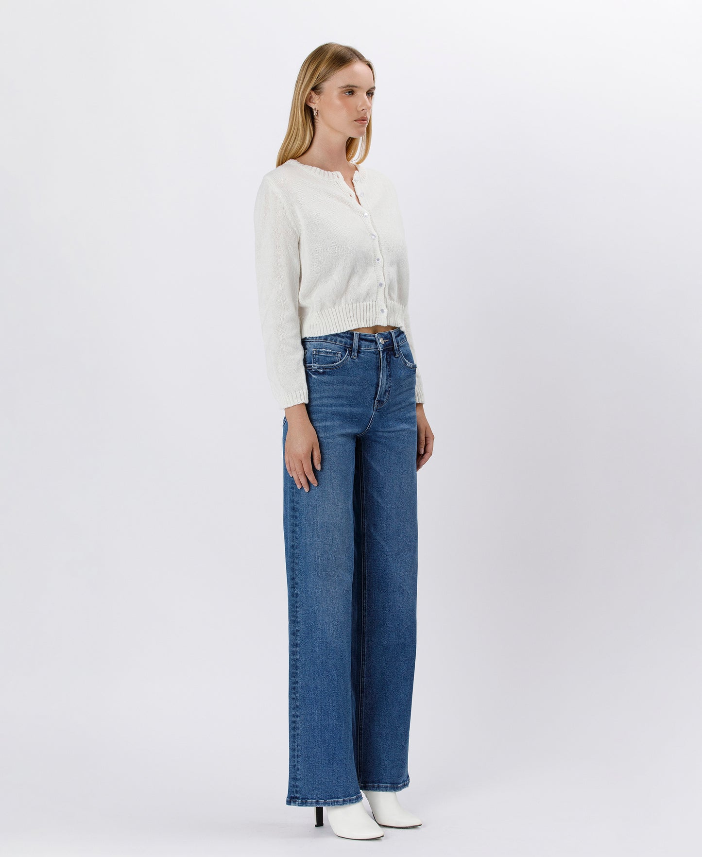 TUMMY CONTROL 90'S SUPER HIGH RISE WIDE LEG JEANS