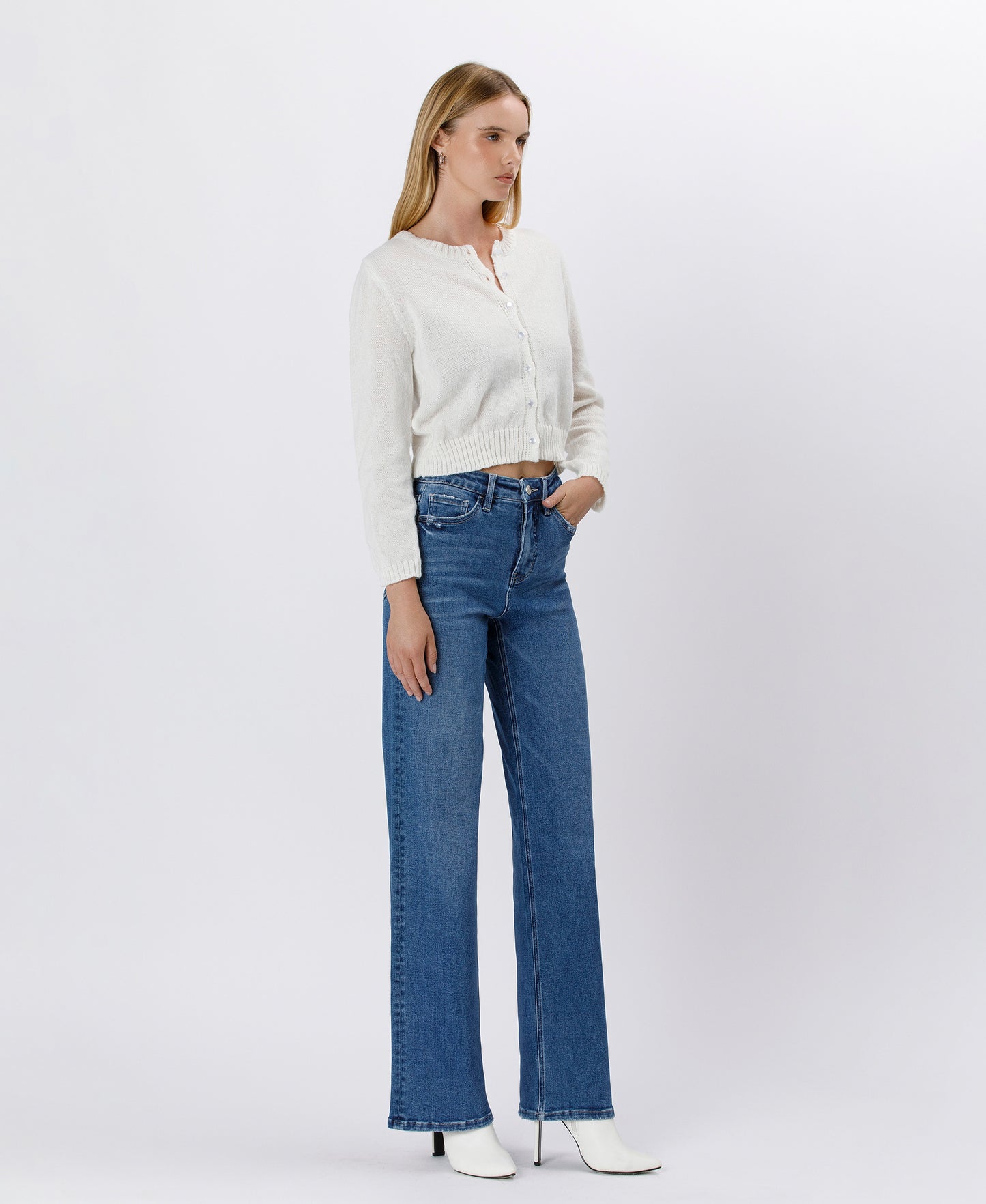 TUMMY CONTROL 90'S SUPER HIGH RISE WIDE LEG JEANS