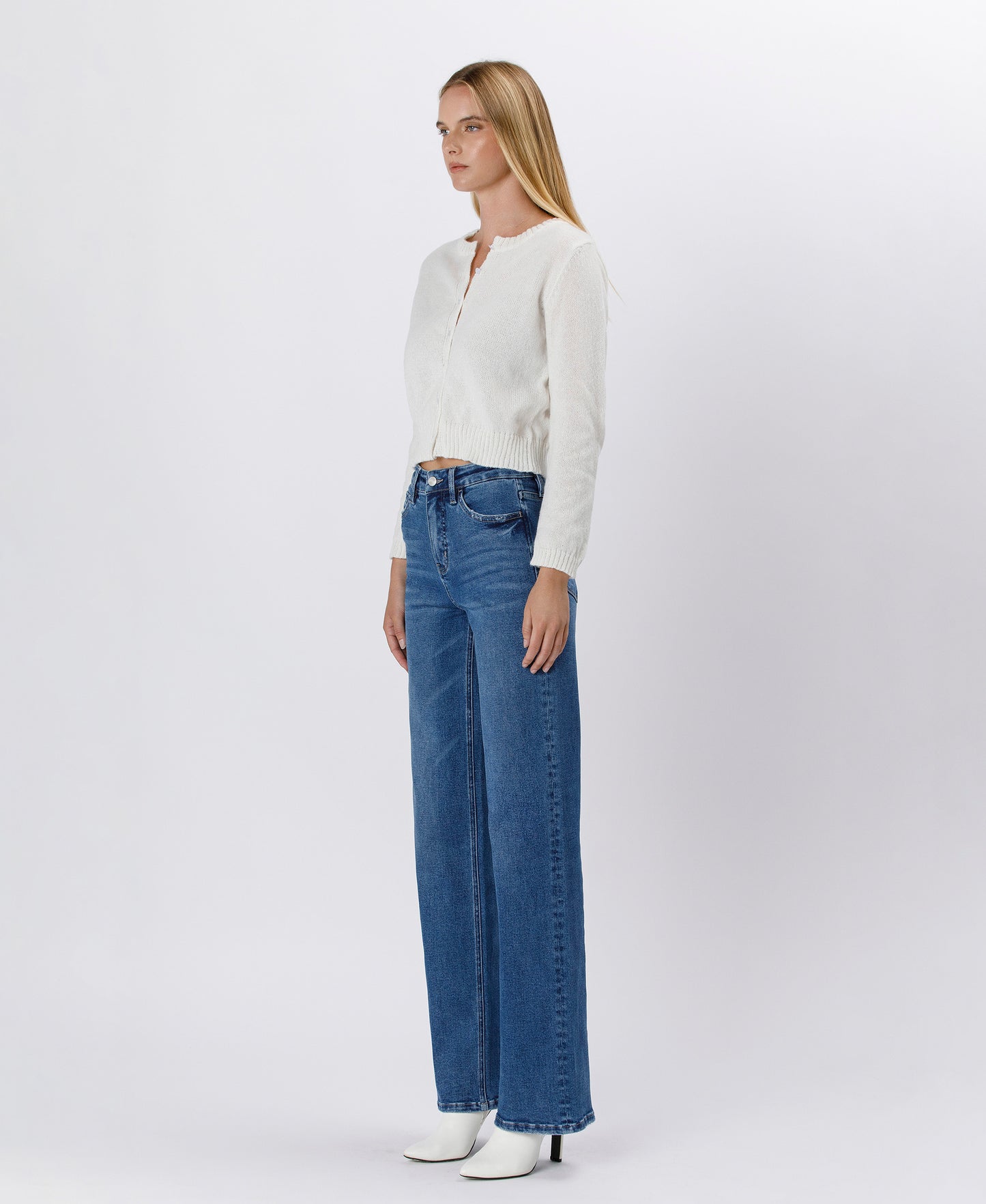 TUMMY CONTROL 90'S SUPER HIGH RISE WIDE LEG JEANS