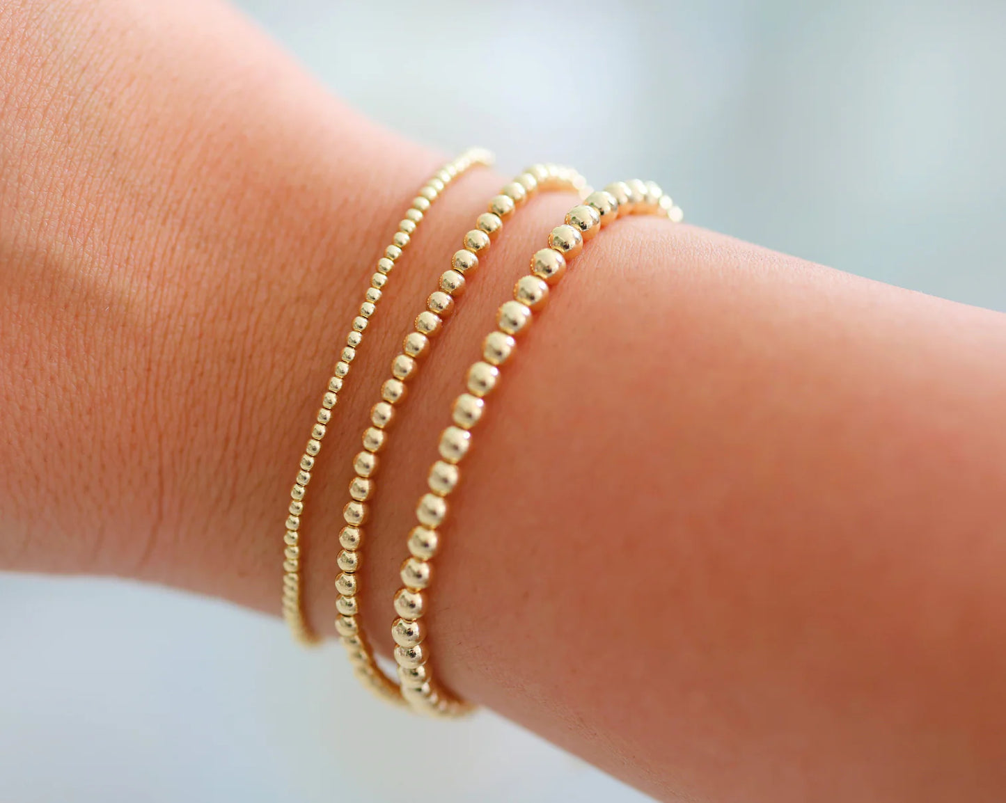 "PARIS" Gold Filled Ball Beaded Bracelet Stack