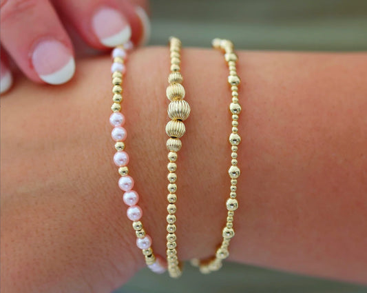 "HAMPTONS" Gold Filled Beaded Bracelets Stack