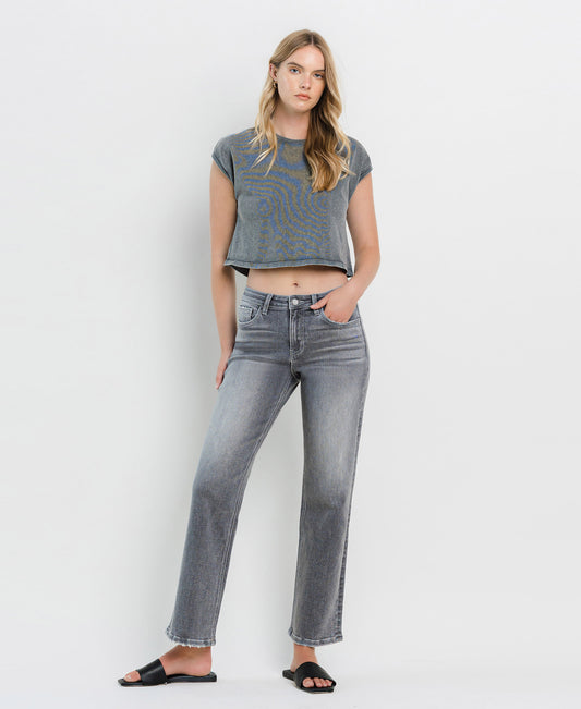 HIGH RISE SLIM WIDE JEANS