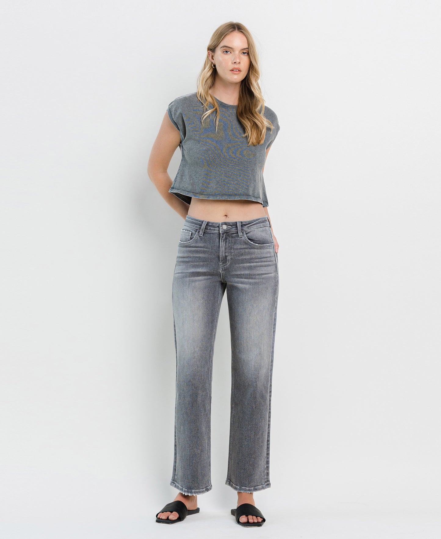 HIGH RISE SLIM WIDE JEANS