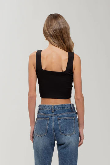 REVERSIBLE SQUARE NECK CROPPED KNIT TANK