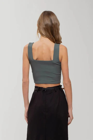 REVERSIBLE SQUARE NECK CROPPED KNIT TANK