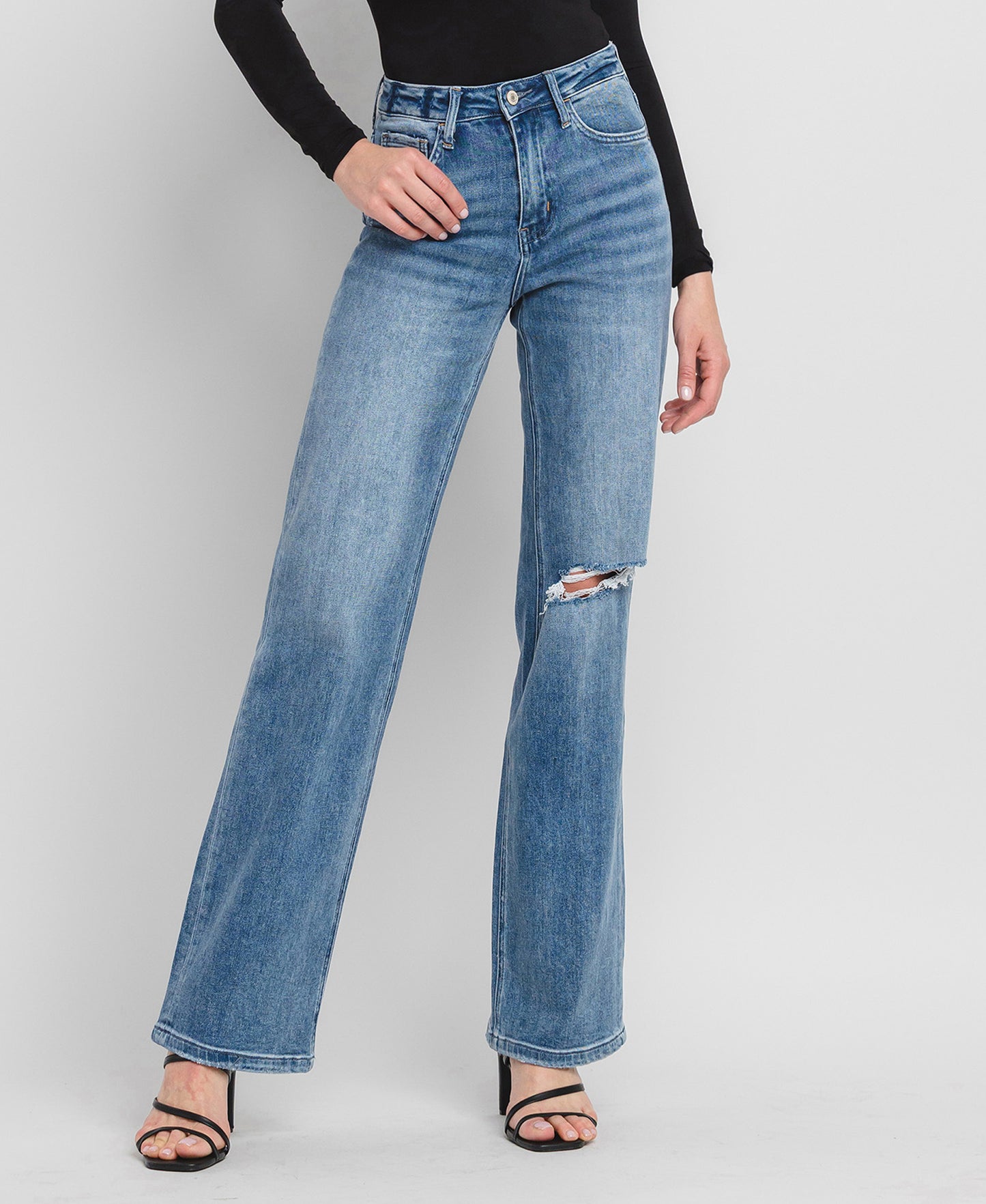 Leslie- 90'S VINTAGE SUPER HIGH RISE FLARE JEANS