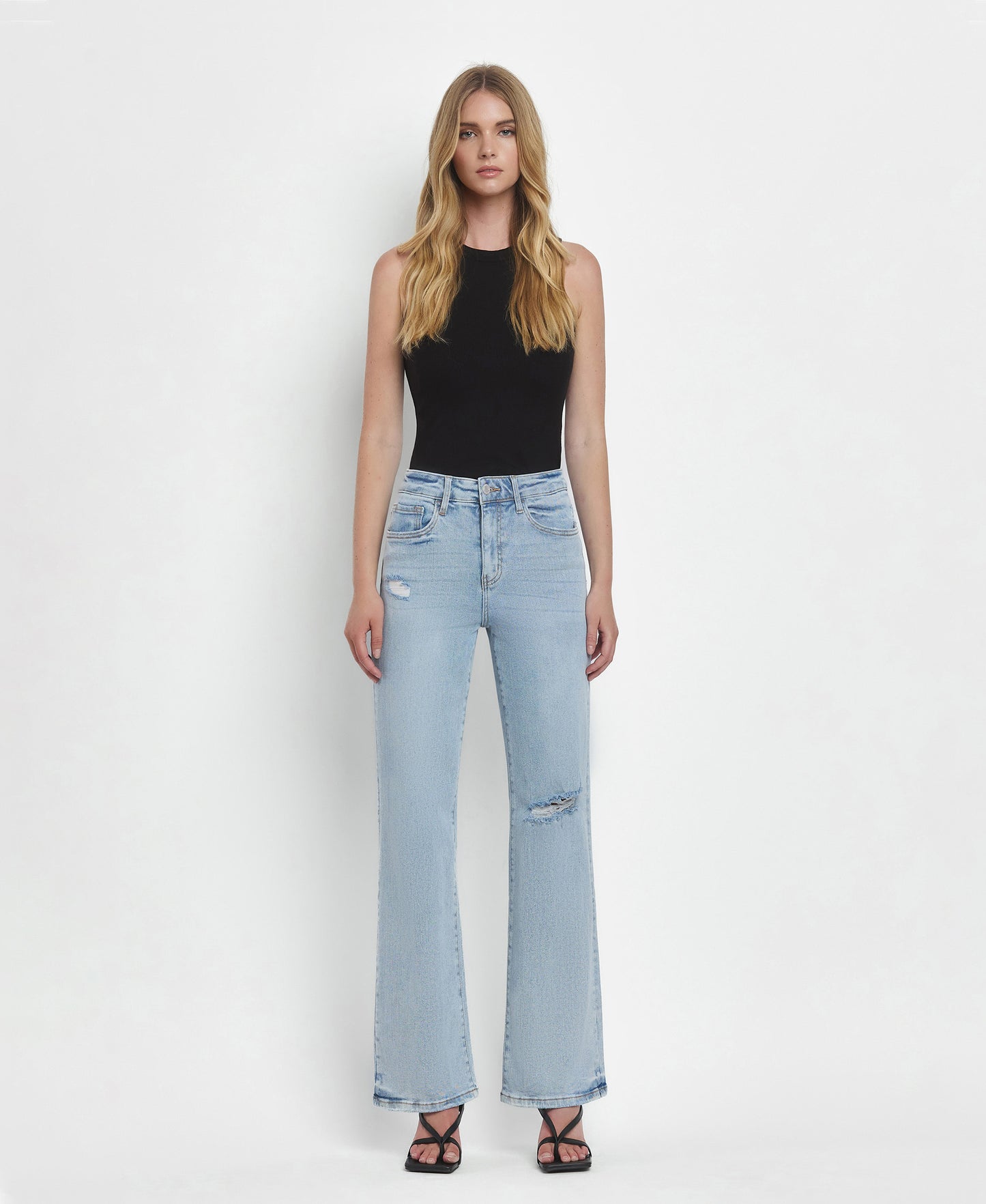 Crystal- 90'S VINTAGE SUPER HIGH RISE FLARE JEANS