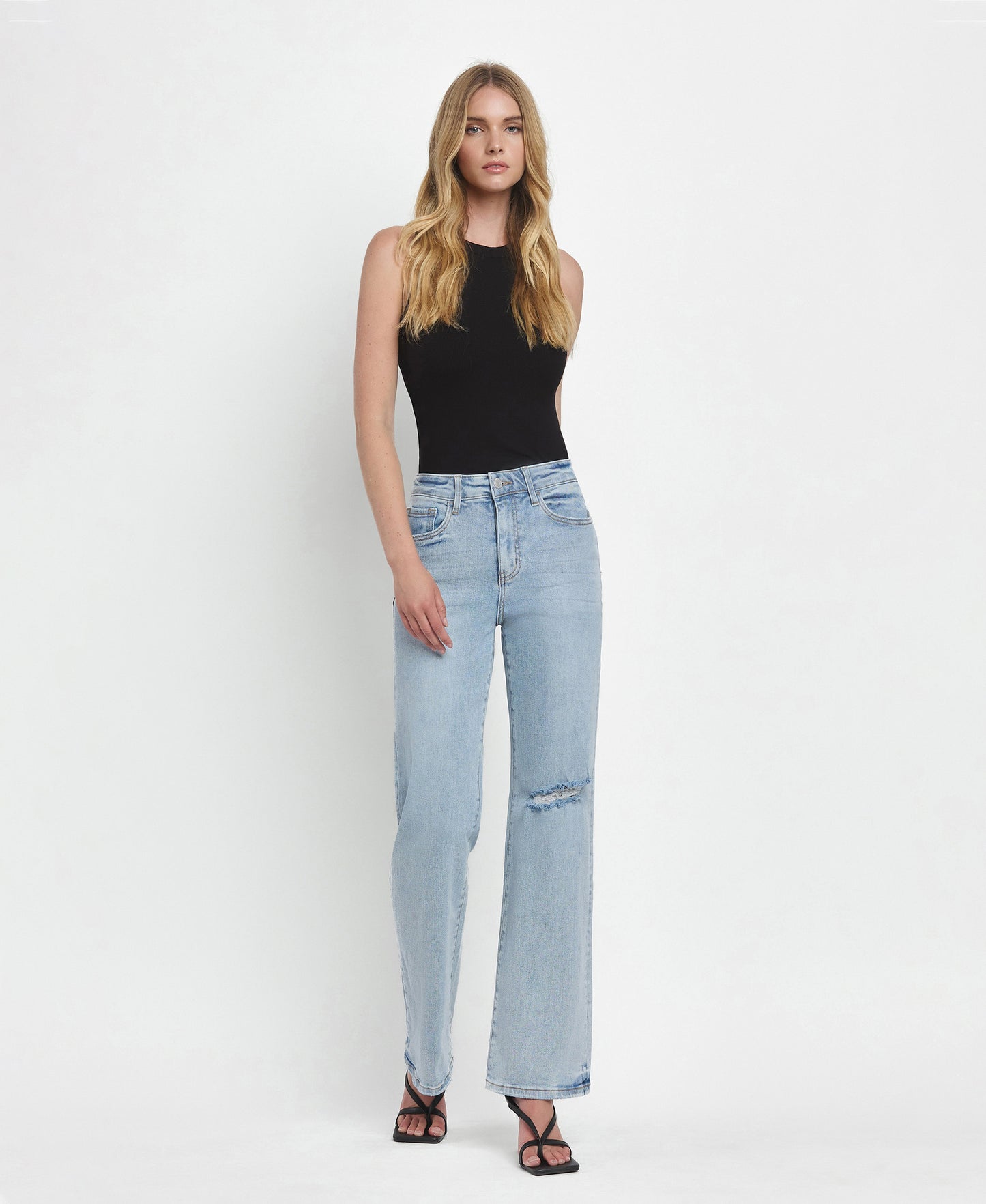 Crystal- 90'S VINTAGE SUPER HIGH RISE FLARE JEANS