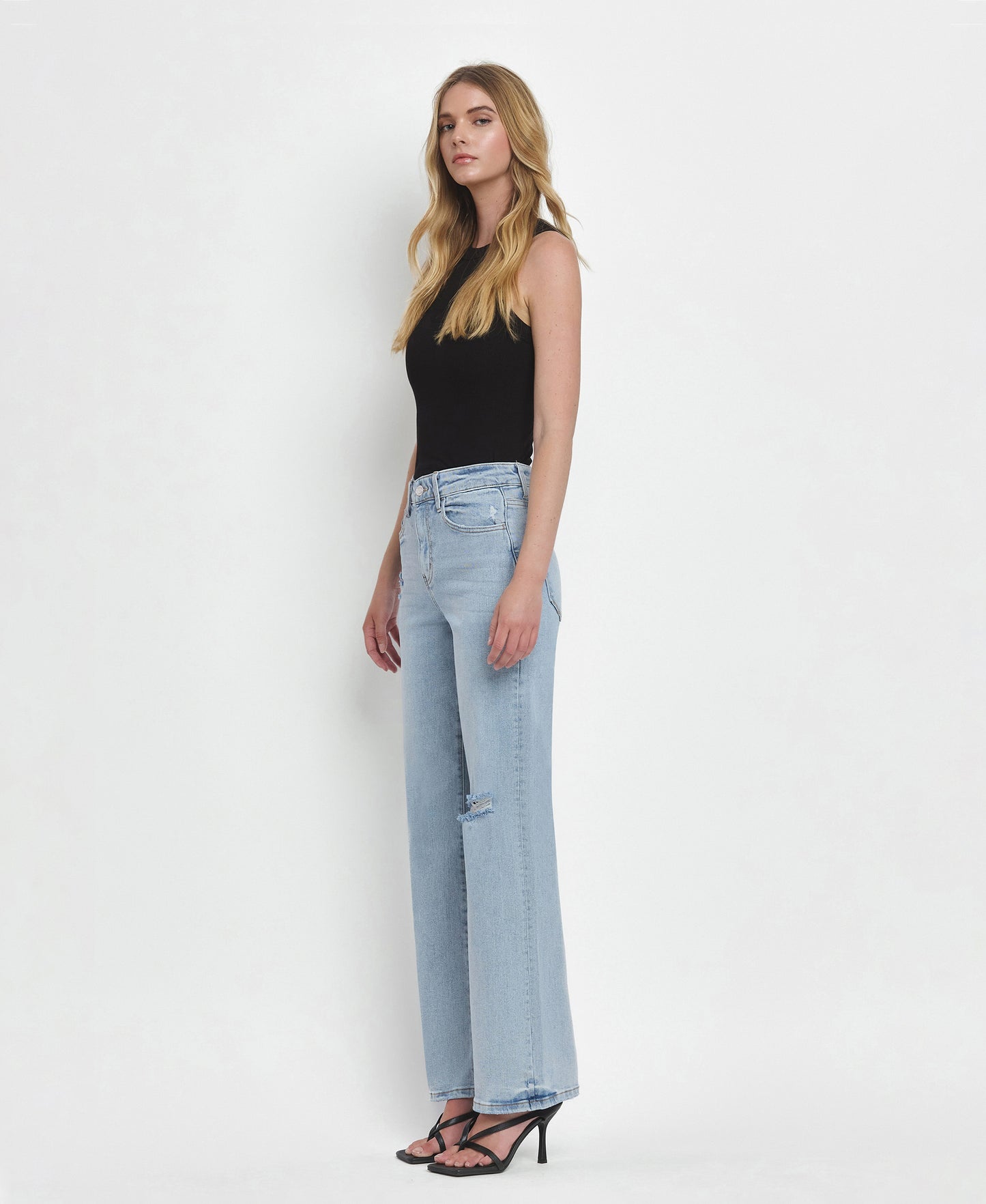 Crystal- 90'S VINTAGE SUPER HIGH RISE FLARE JEANS