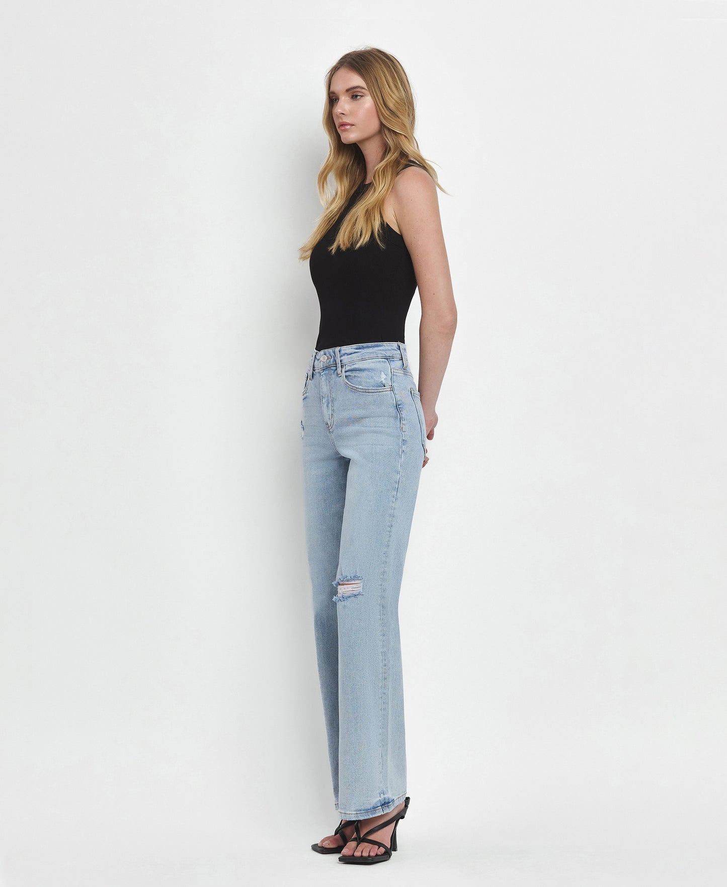 Crystal- 90'S VINTAGE SUPER HIGH RISE FLARE JEANS