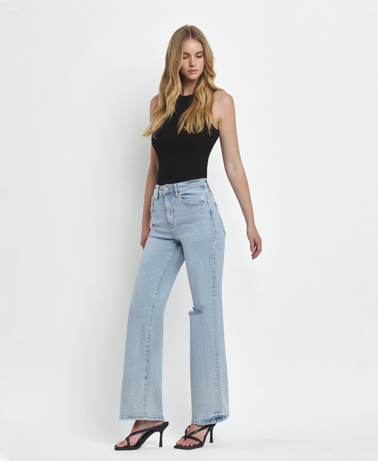 Crystal- 90'S VINTAGE SUPER HIGH RISE FLARE JEANS