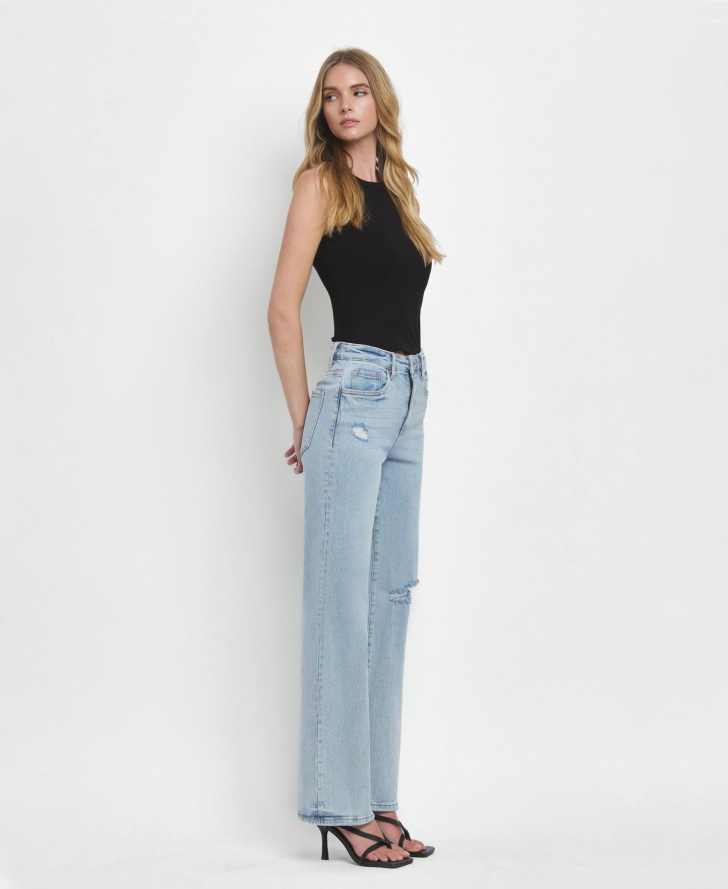 Crystal- 90'S VINTAGE SUPER HIGH RISE FLARE JEANS