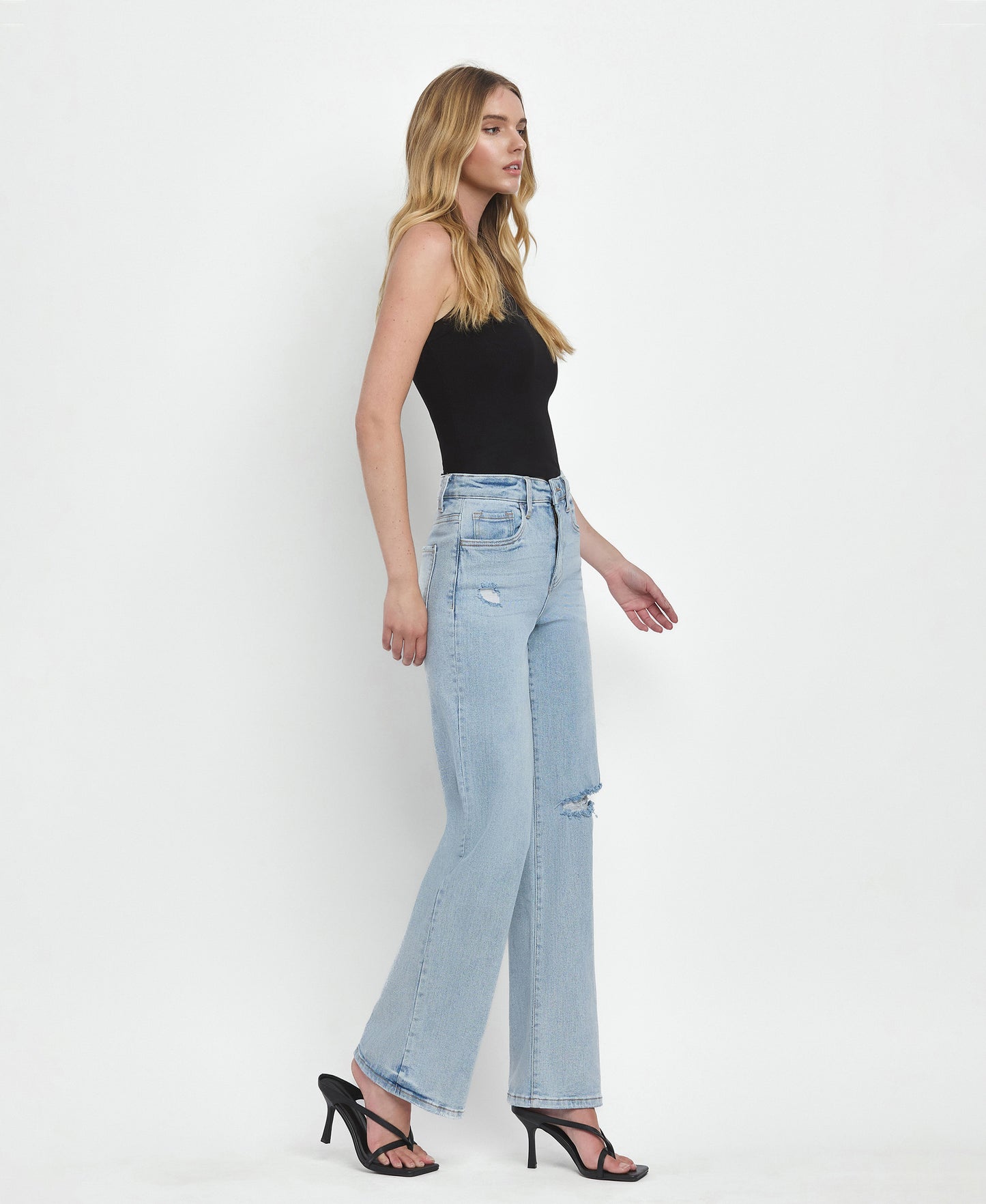 Crystal- 90'S VINTAGE SUPER HIGH RISE FLARE JEANS