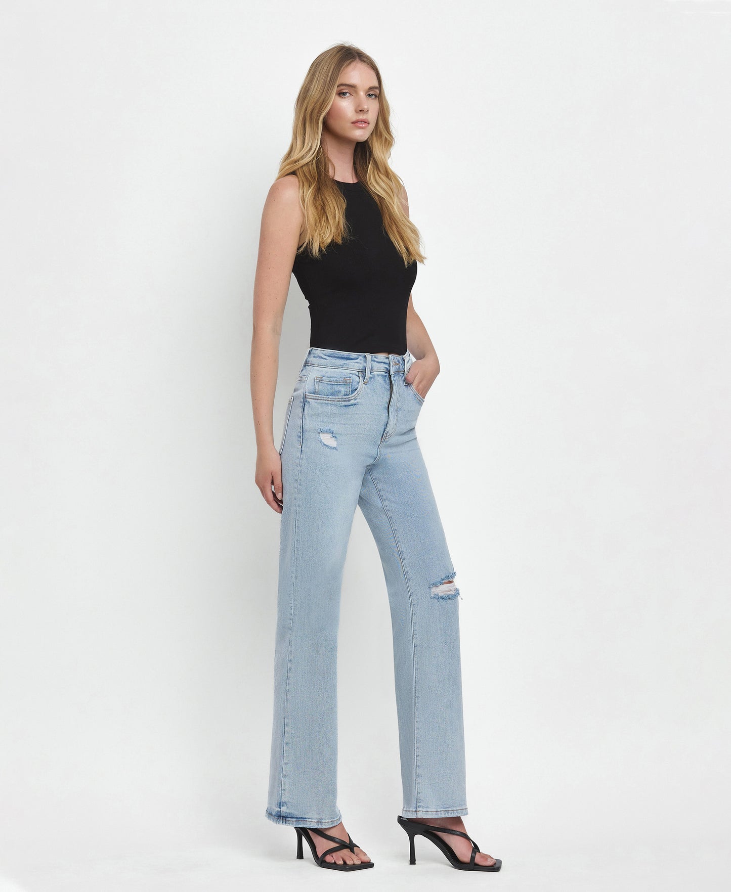 Crystal- 90'S VINTAGE SUPER HIGH RISE FLARE JEANS