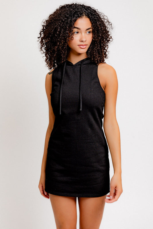 SLEEVELESS HOODIE MINI DRESS