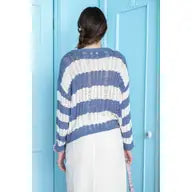 Striped Ladder Knit Pullover Sweater