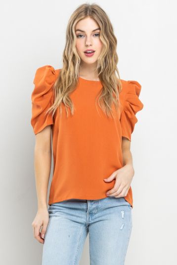 Puff Sleeve Woven Top