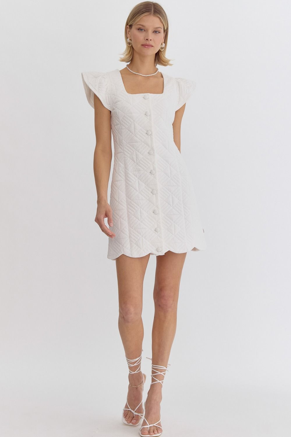 Square Neck Quilted Dress