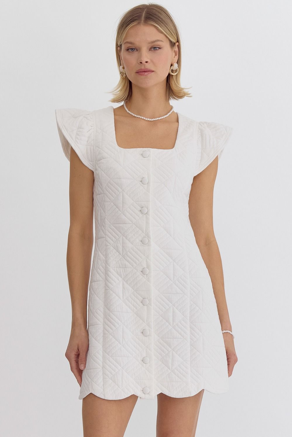 Square Neck Quilted Dress