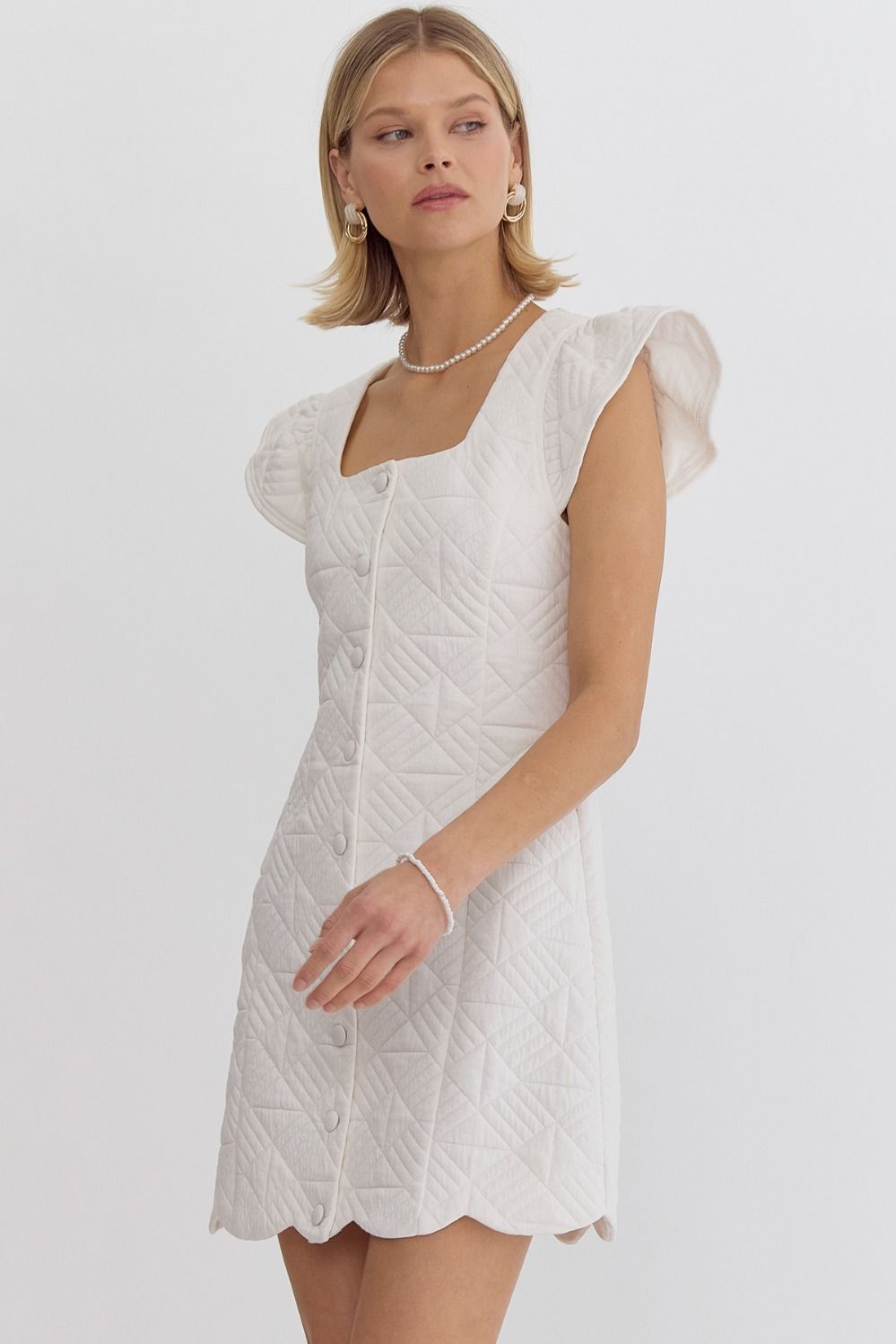 Square Neck Quilted Dress